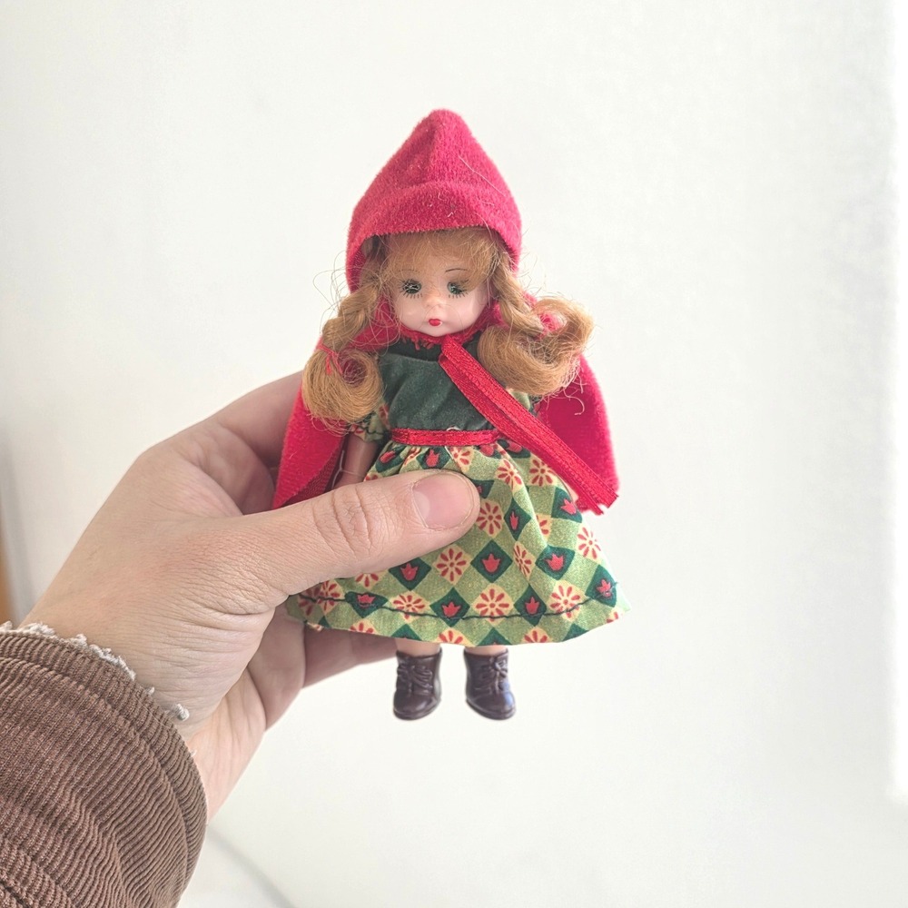 Vintage Little Red Riding Hood Doll Red Hood Green Dress Collectible Toy